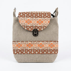 Textured Convertible Backpack Bag With Woven Patterned Flap