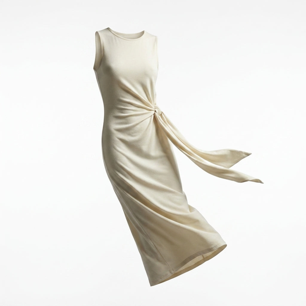 Casual Sleeveless Side Tie Midi Dress