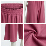 Casual Elastic Waist Wide Leg Pants