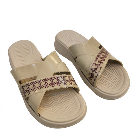 Women Criss Cross Pattern Slide Sandals