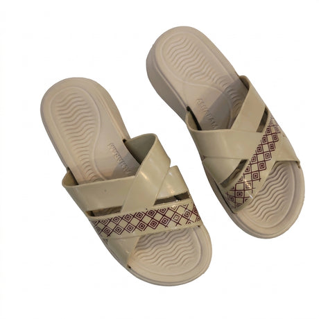 Women Criss Cross Pattern Slide Sandals