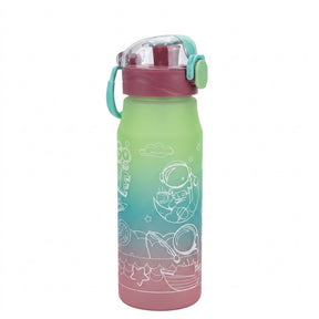 Kids Space Print Water Bottle With Straw Lid