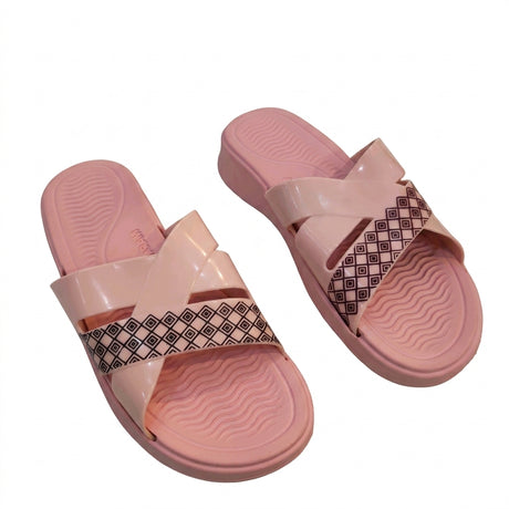 Women Criss Cross Pattern Slide Sandals
