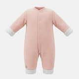 Baby Girls Plush Trim Ribbed Romper Soft
