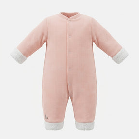 Baby Girls Plush Trim Ribbed Romper Soft