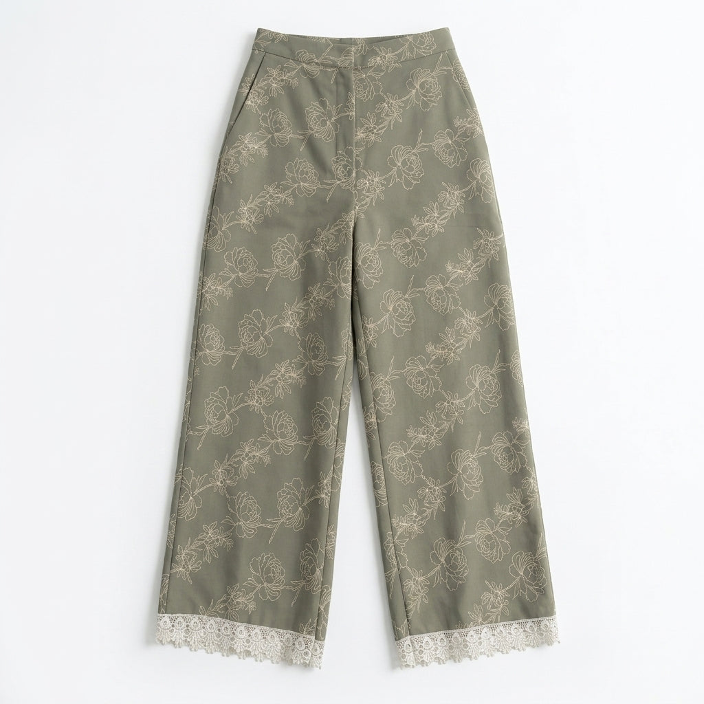 Women Floral Print Wide Leg Pants