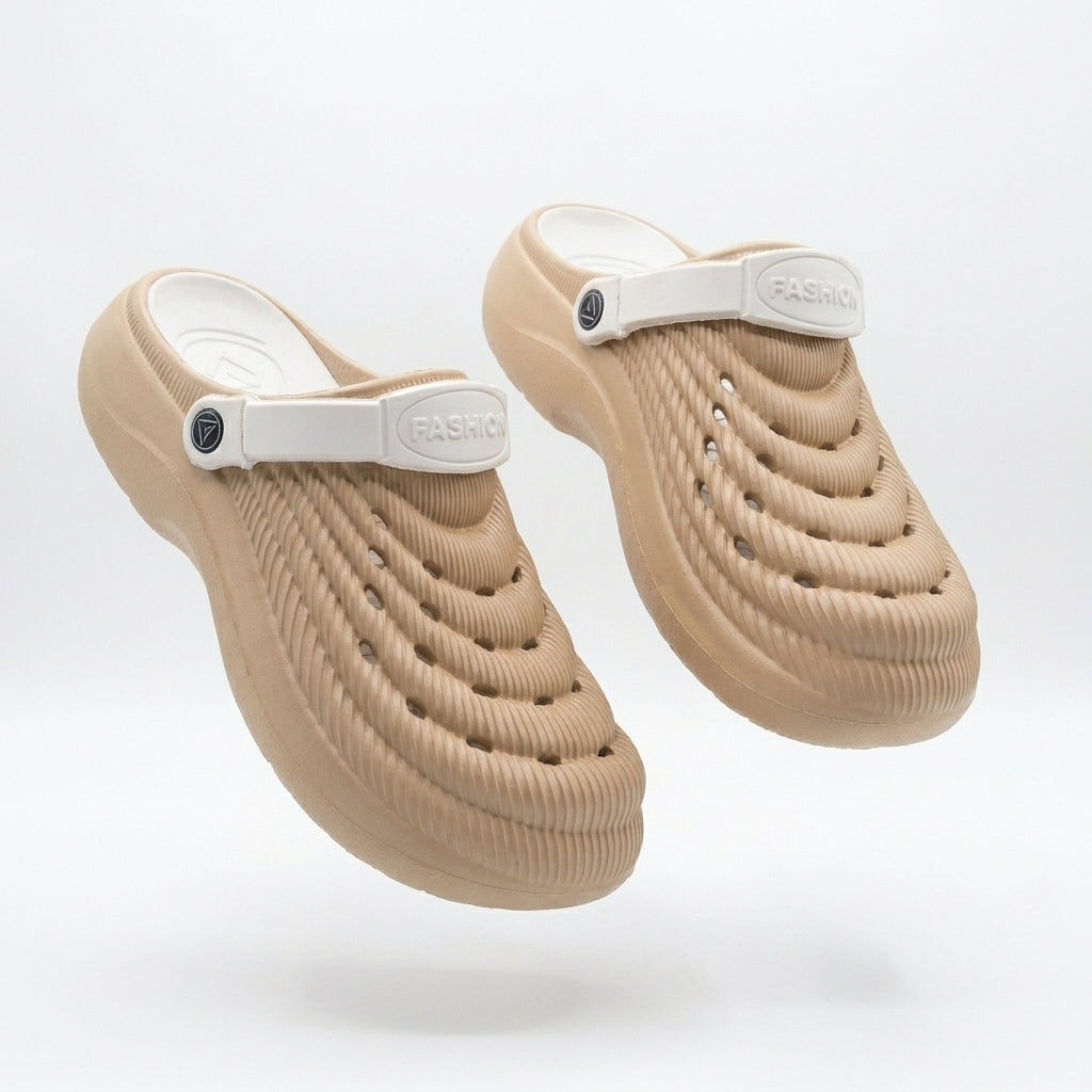 Unisex Wave Texture Clog Sandals With Back Strap