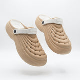 Unisex Wave Texture Clog Sandals With Back Strap