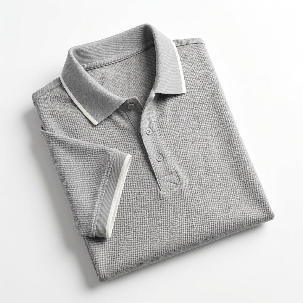 Men Short Sleeve Polo Shirt With Contrast Tip Collar