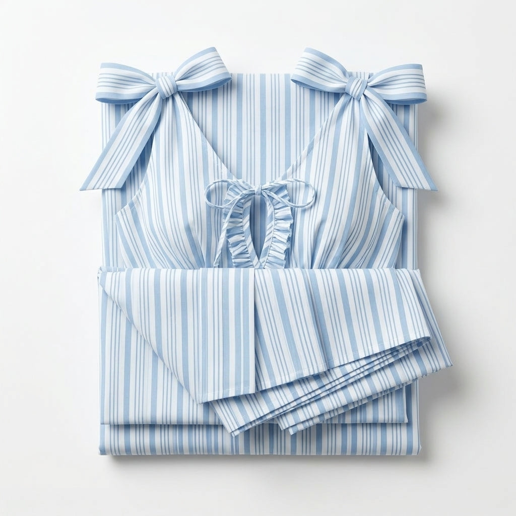 Women Striped Tie Shoulder Maxi Dress