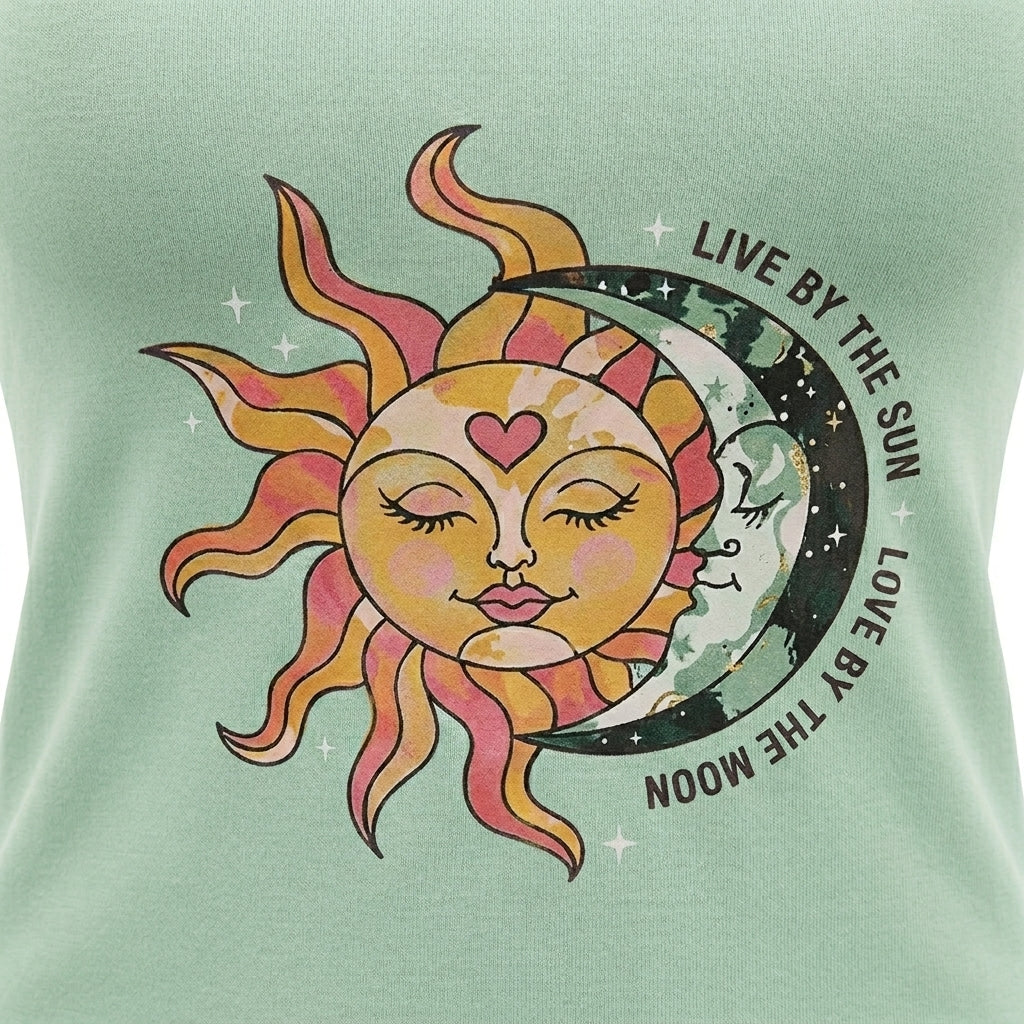 Women Sun And Moon Print Sleeveless Nightdress