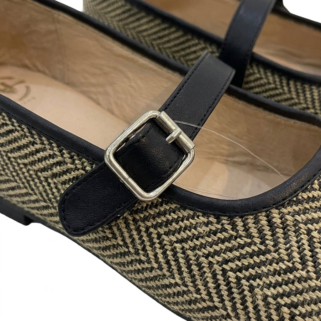 Herringbone Mary Jane Flats
