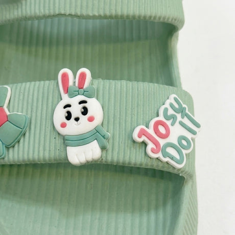 Girls Double Strap Graphic Slide Sandals