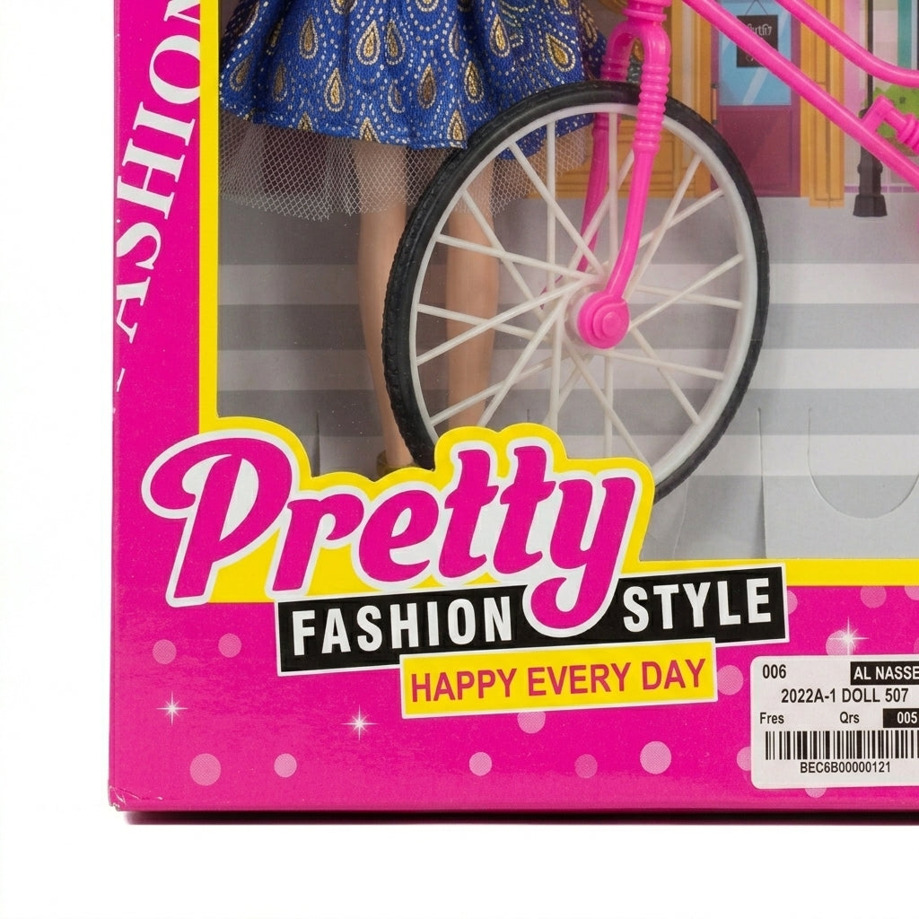 Pretty Fashion Doll With Bicycle Playset Doll And Accessories Set