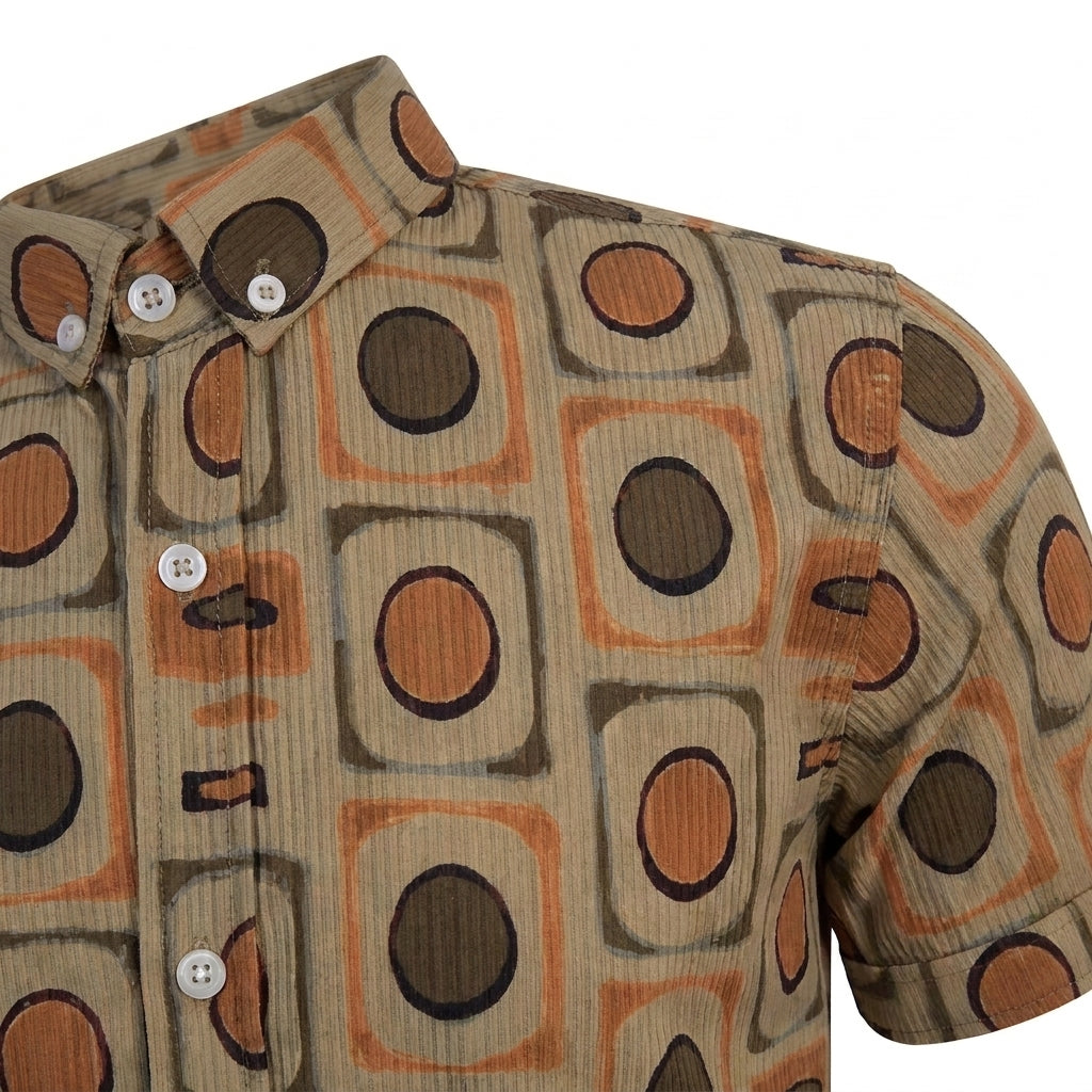 Boys Retro Geometric Print Short Sleeve Shirt