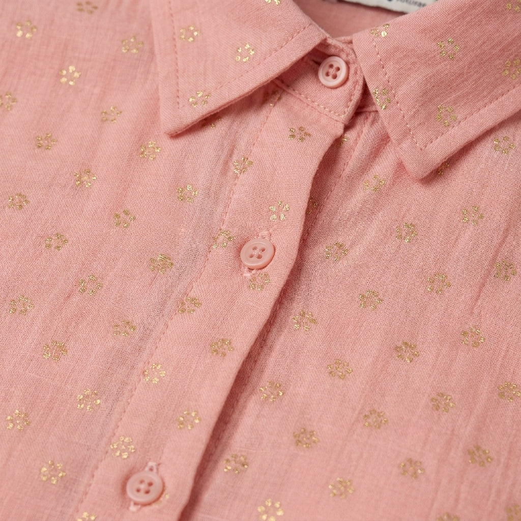 Girls Sleeveless Metallic Dot Shirt Dress