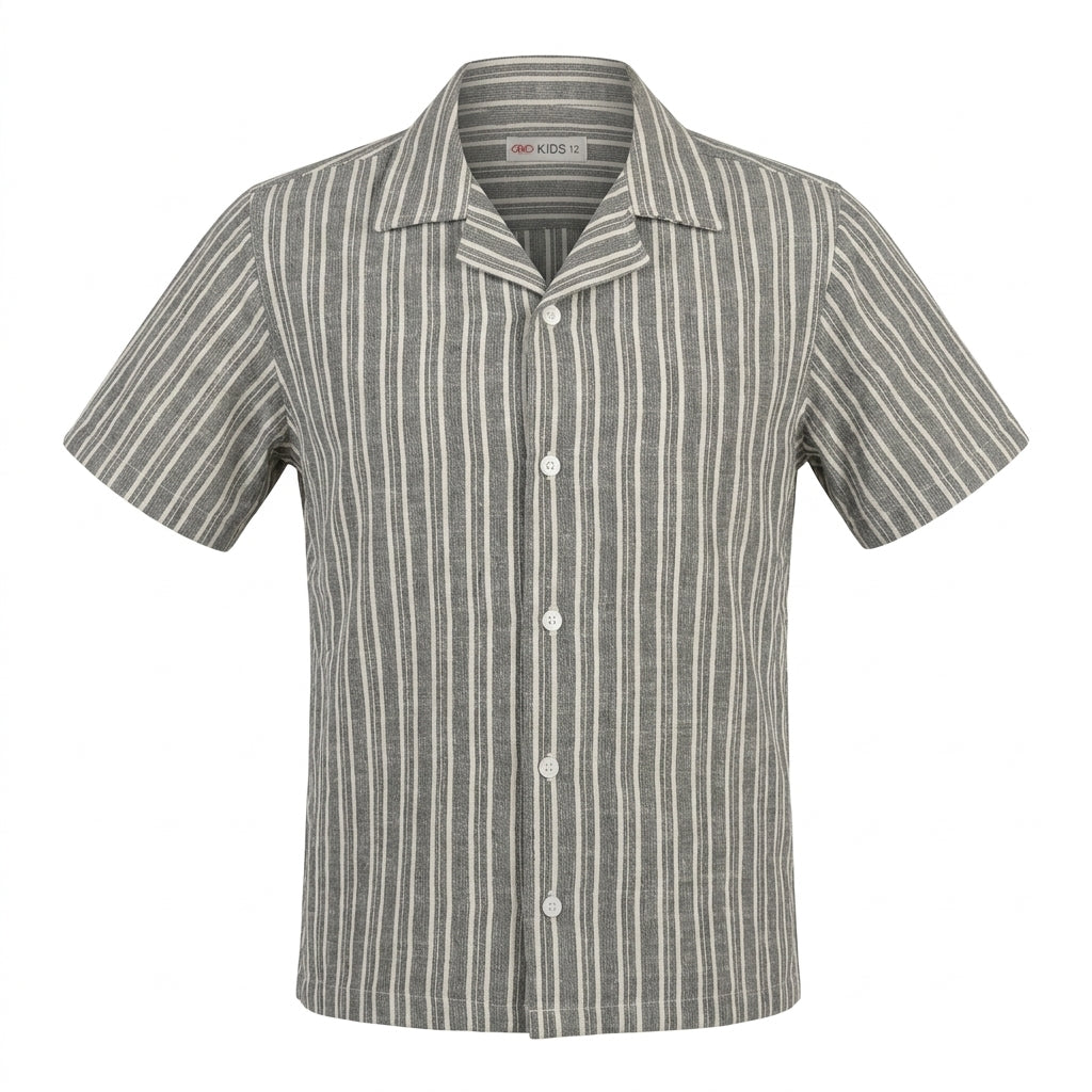 Boys Striped Short Sleeve Shirt And Linen Pants Set