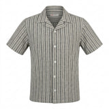 Boys Striped Short Sleeve Shirt And Linen Pants Set