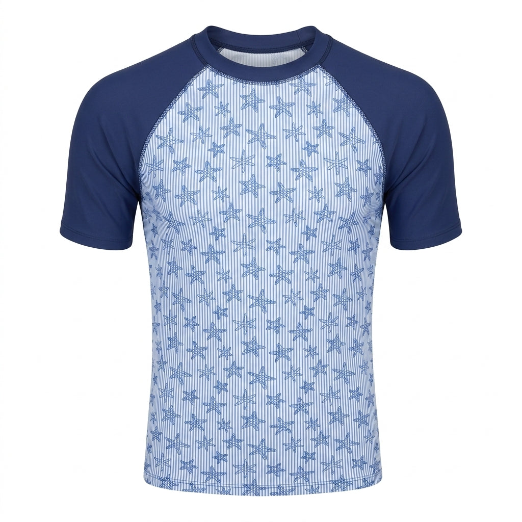 Boys Star Print Rash Guard And Swim Shorts Set