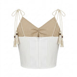 Textured Tassel Tie Strap Crop Top