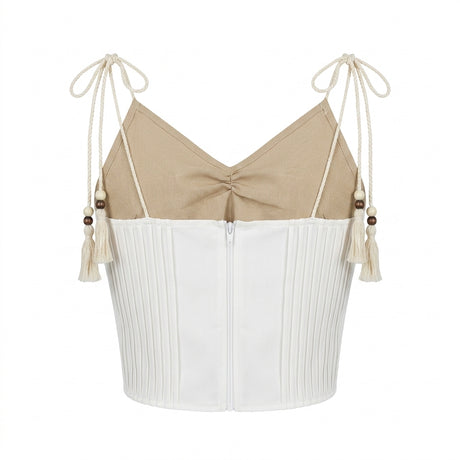 Textured Tassel Tie Strap Crop Top