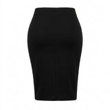 Women Front Drape Midi Skirt
