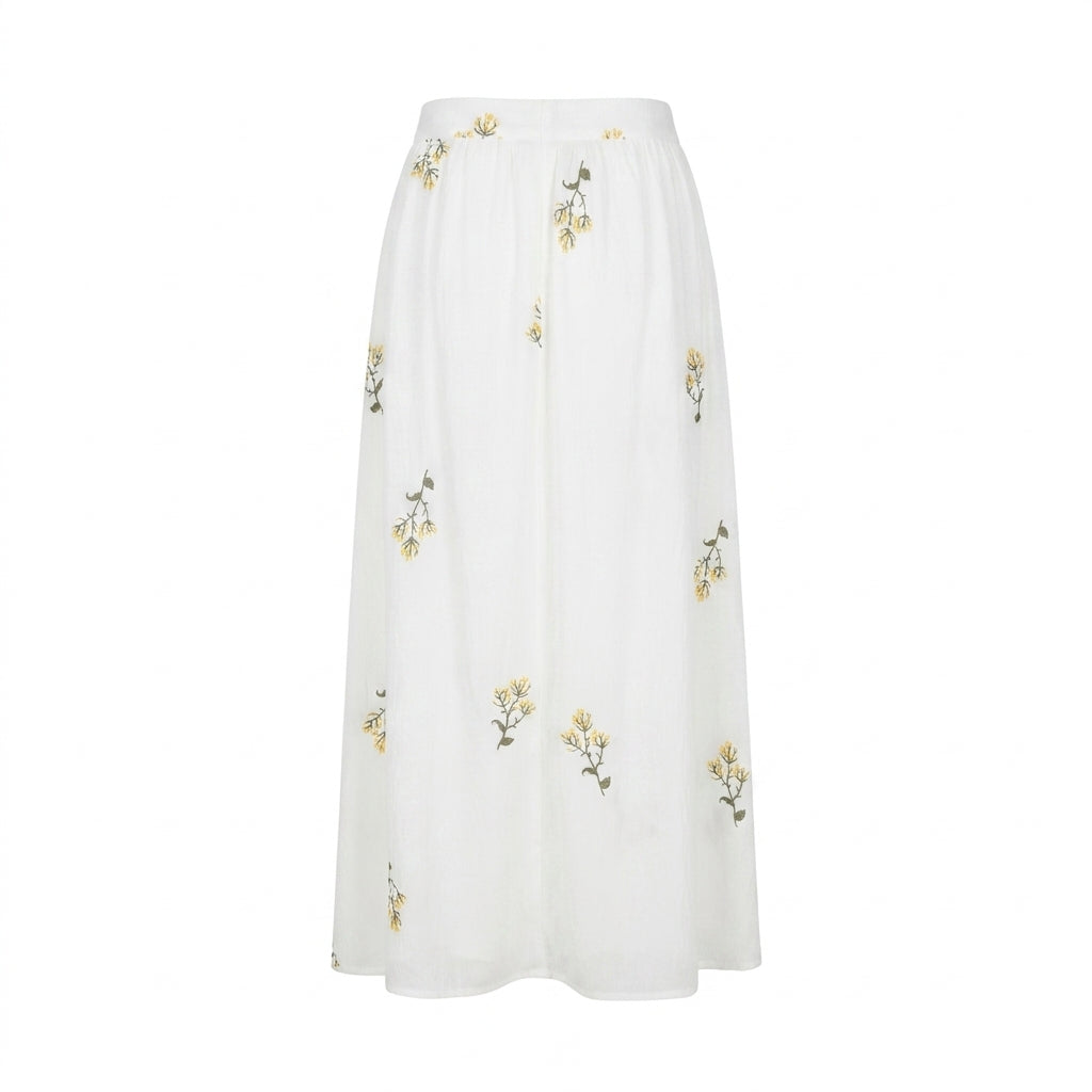 Women Floral Embroidered Midi Skirt