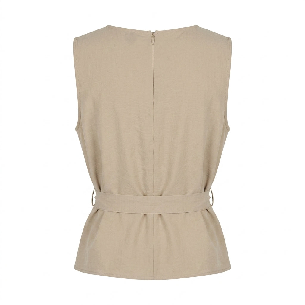 Casual Wear Women Sleeveless Tie Waist Top