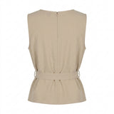 Casual Wear Women Sleeveless Tie Waist Top