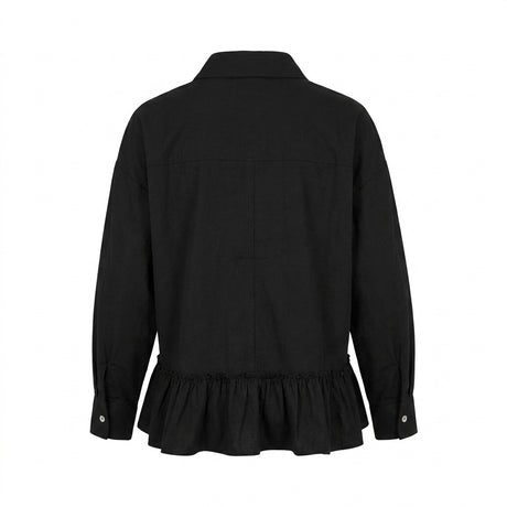 Girls Ruffle Hem Button Front Shirt