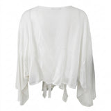 Women Tie Front Cover Up Blouse