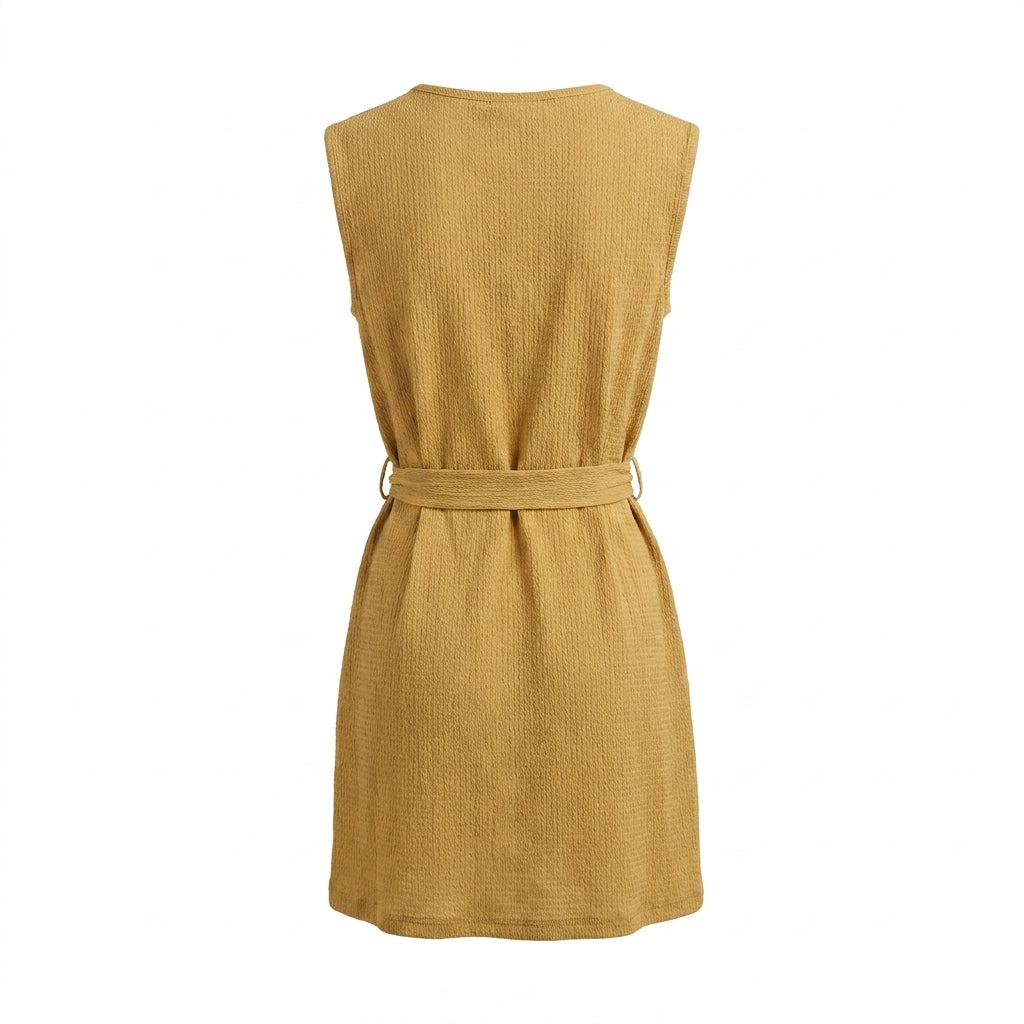 Women Textured Sleeveless Tie Waist Top