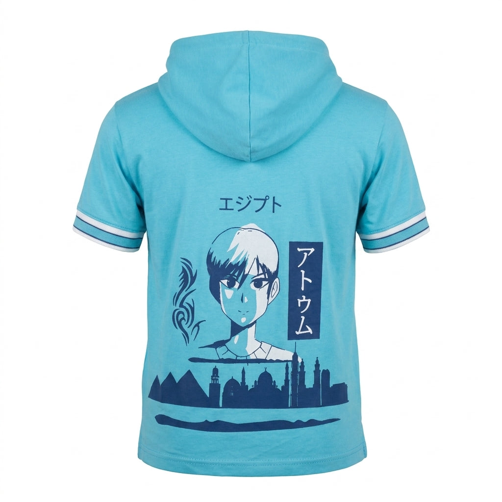 Kids Short Sleeve Hooded T Shirt With Kangaroo Pocket