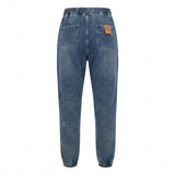 Girls Elastic Waist Denim Jogger Pants