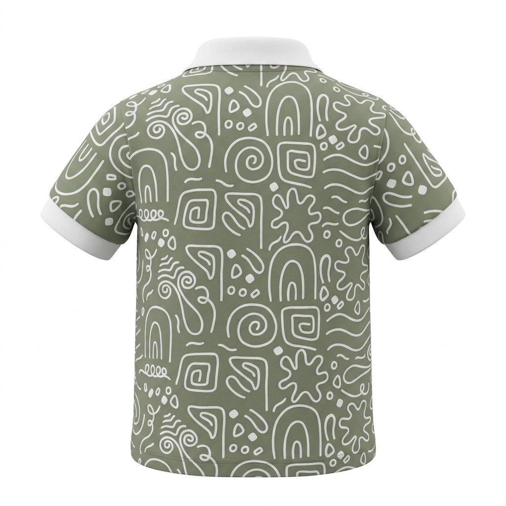 Boys Geometric Print Polo T Shirt