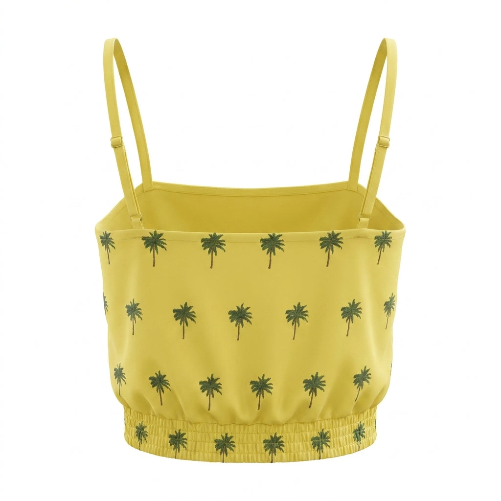 Girls Palm Tree Print Crop Camisole Top