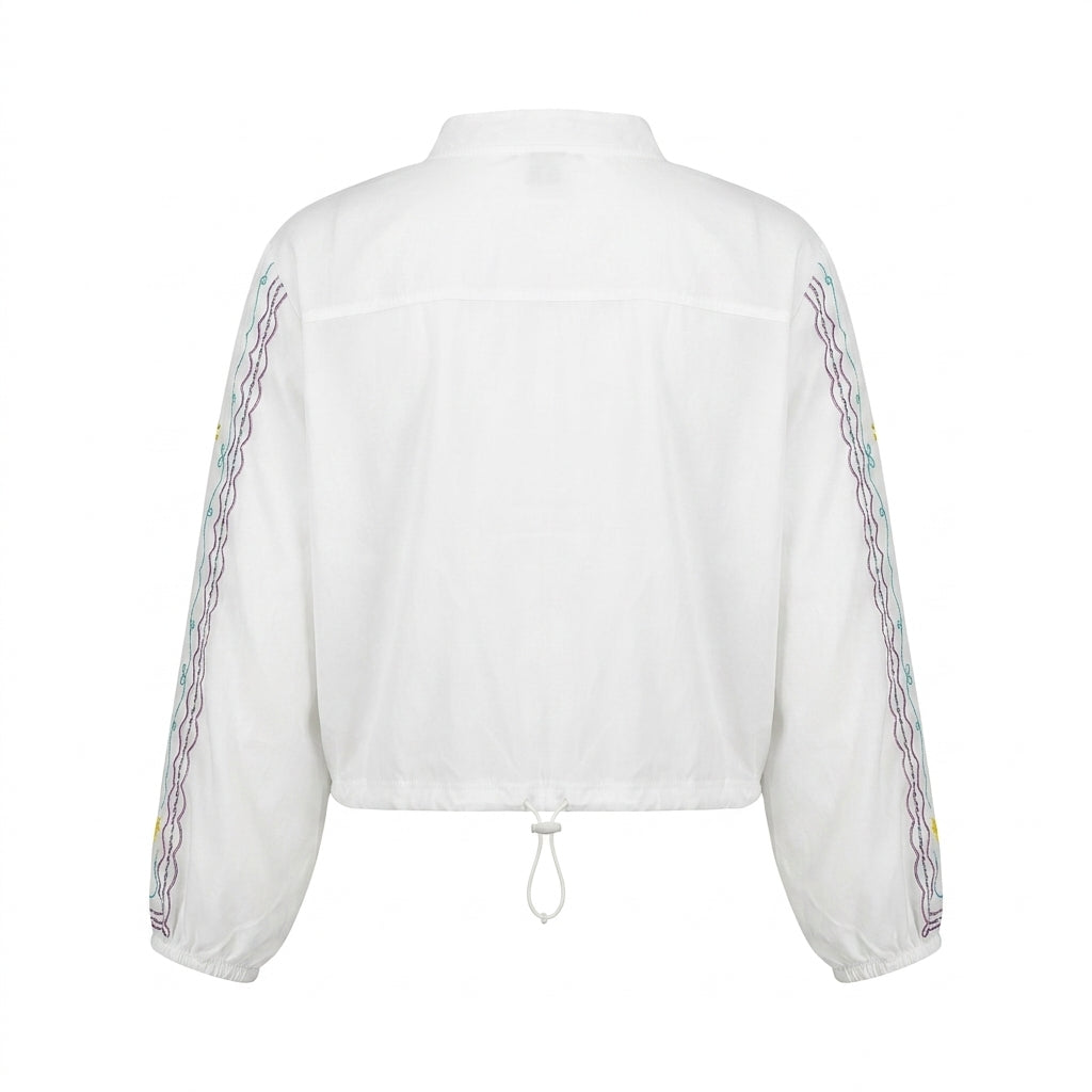Girls Embroidered Tie Front Blouse
