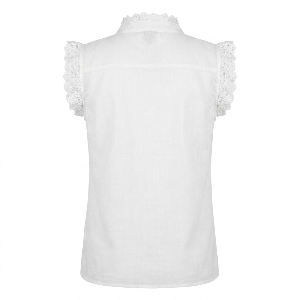 Women Lace Sleeve V Neck Blouse