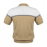 Men Color Block Knitted Polo Shirt With Zip Neck