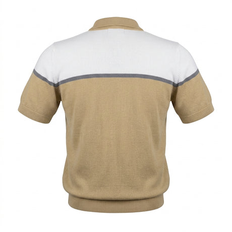 Men Color Block Knitted Polo Shirt With Zip Neck