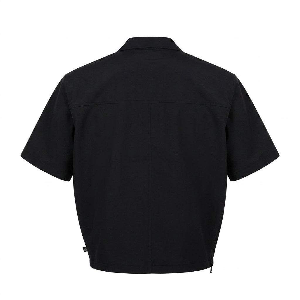 Men Short Sleeve Zip Up Utility Shirt