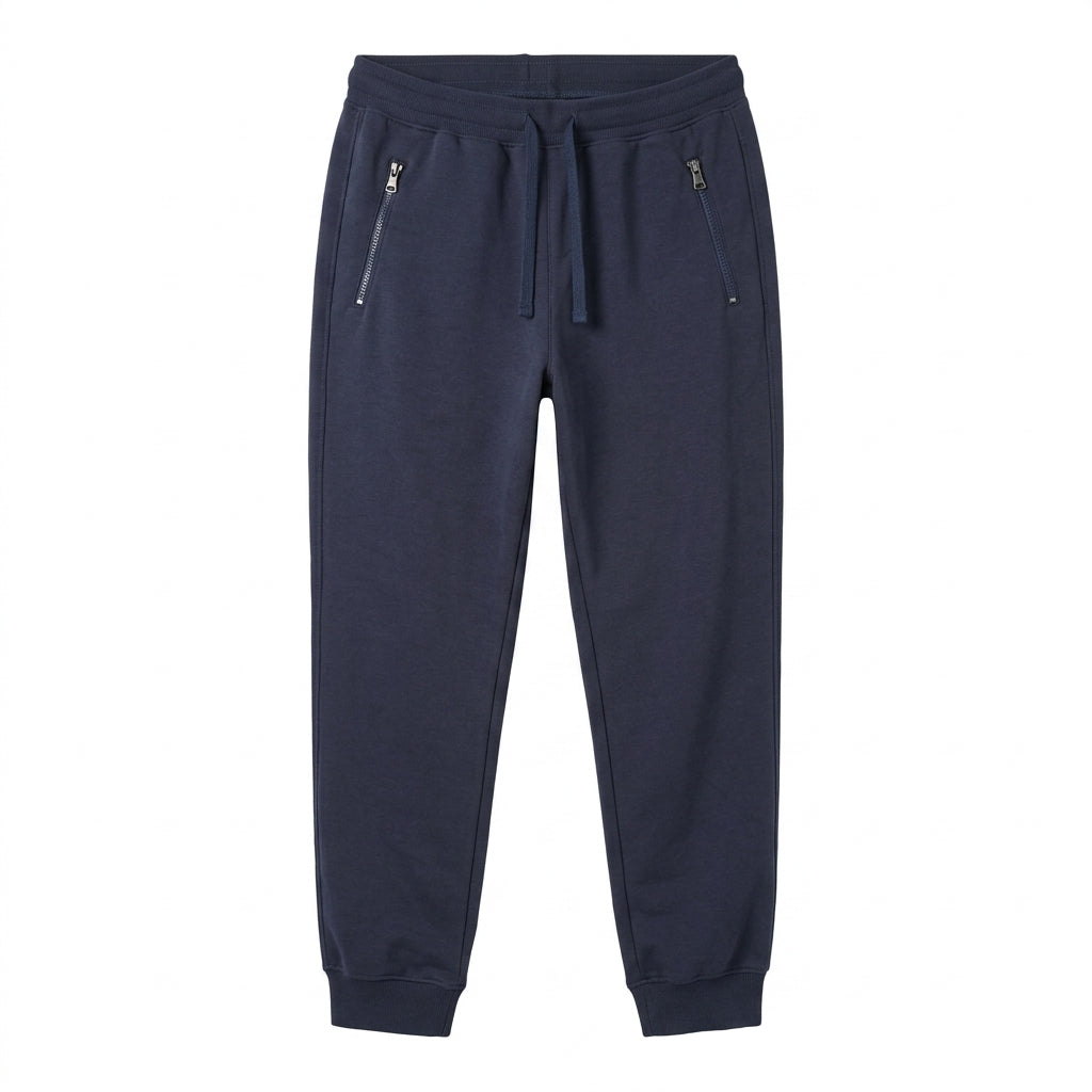 Men Solid Jogger Sweatpants With Zipper Pockets