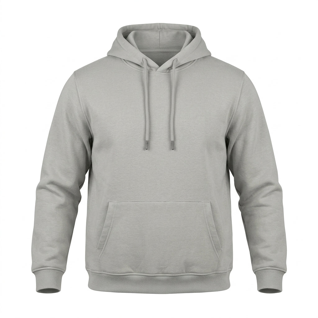 Men Solid Pullover Hoodie With Kangaroo Pocket