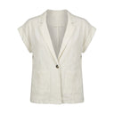 Women Short Sleeve Button Front Blouse With Embroidered Pockets