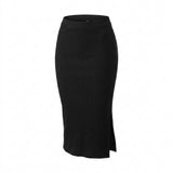 Women Basic Maxi Skirt With Side Slit