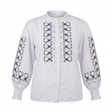 Women Embroidered Long Sleeve Blouse