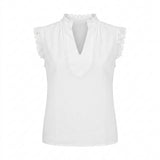 Women Lace Sleeve V Neck Blouse