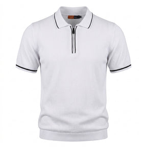 Men Knitted Polo Shirt With Zip Neck