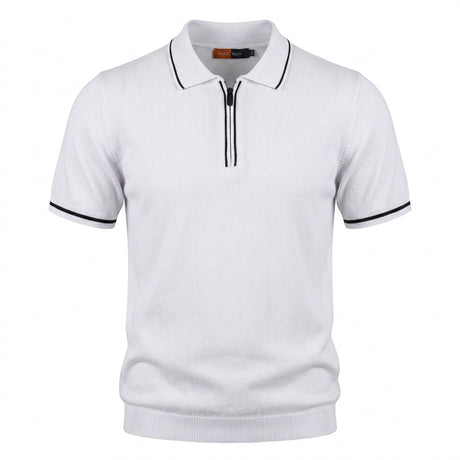 Men Knitted Polo Shirt With Zip Neck