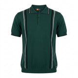 Men Knitted Polo Shirt With Vertical Stripe Design